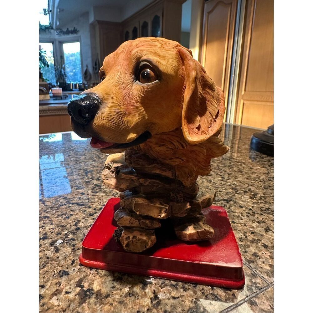 Vintage Pup bust hand painted resin